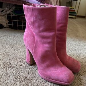 Pink Suede Booties